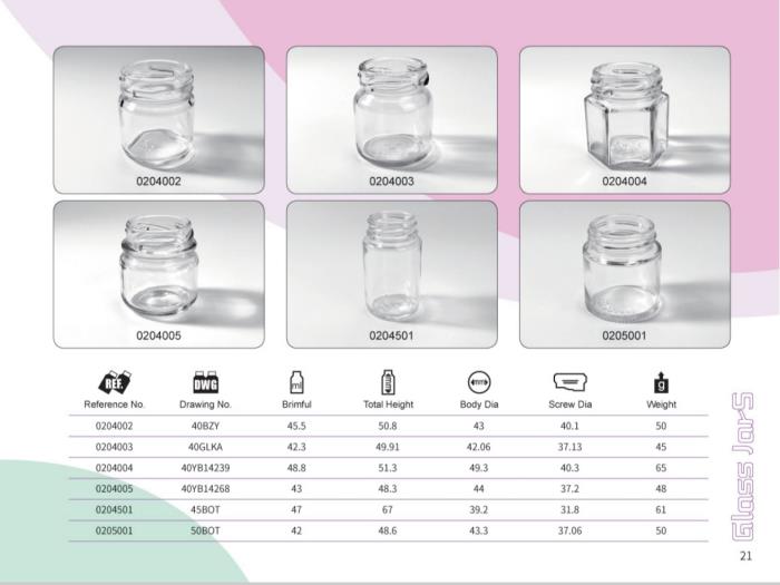 Clear Glass Food Jars 40ml - 50ml